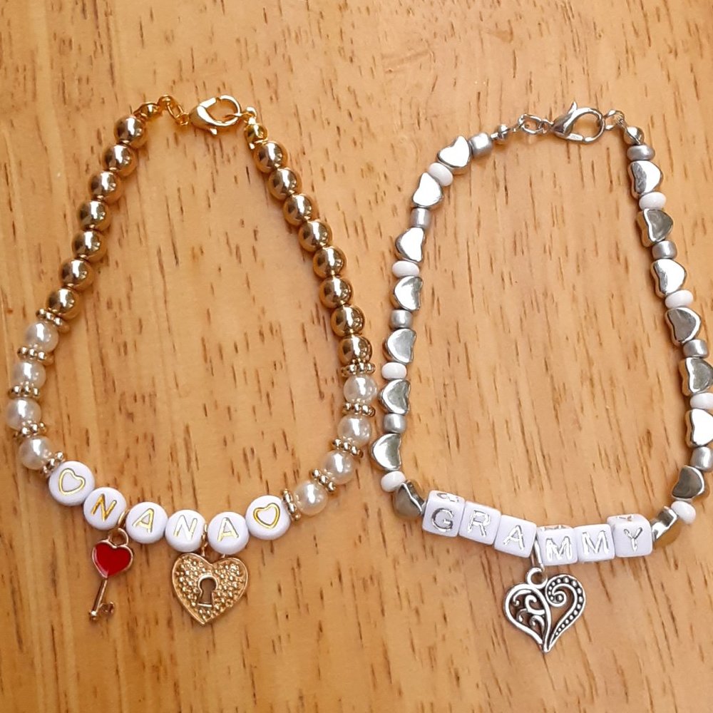 "NANA" & "GRAMMY" Wristbands or Ankle Bands